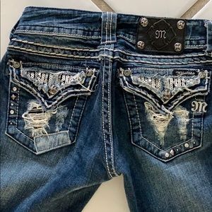 Miss Me Sequin Diamond Patched Boot Denim Jeans